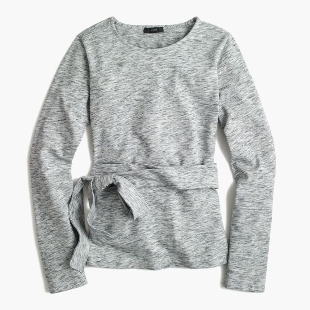 J crew belted cross back top gray heather small